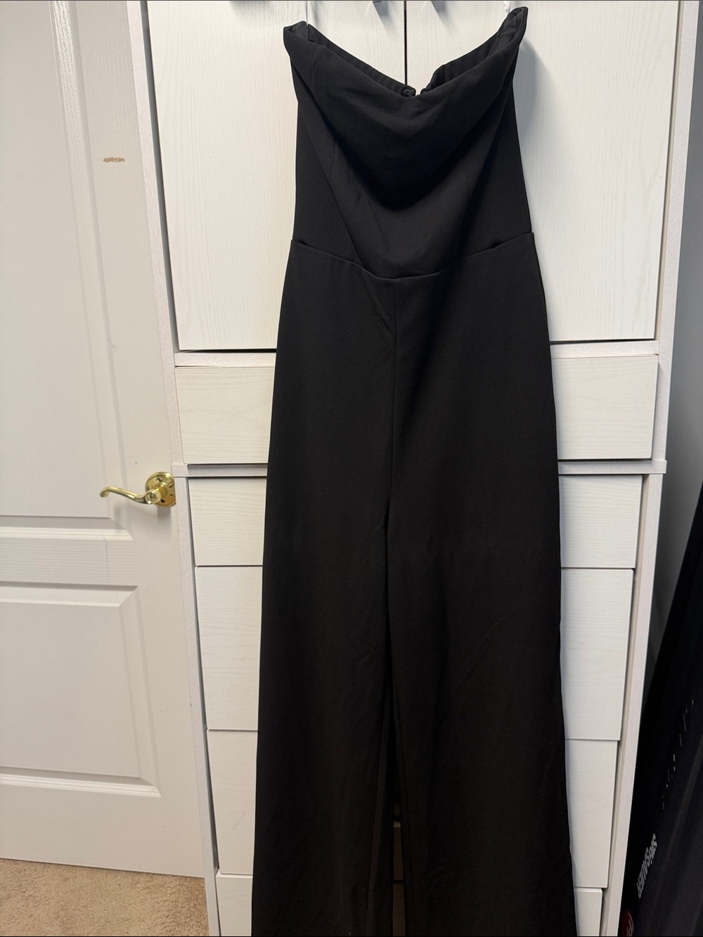 Lulu's Black Strapless Wide-Leg Jumpsuit